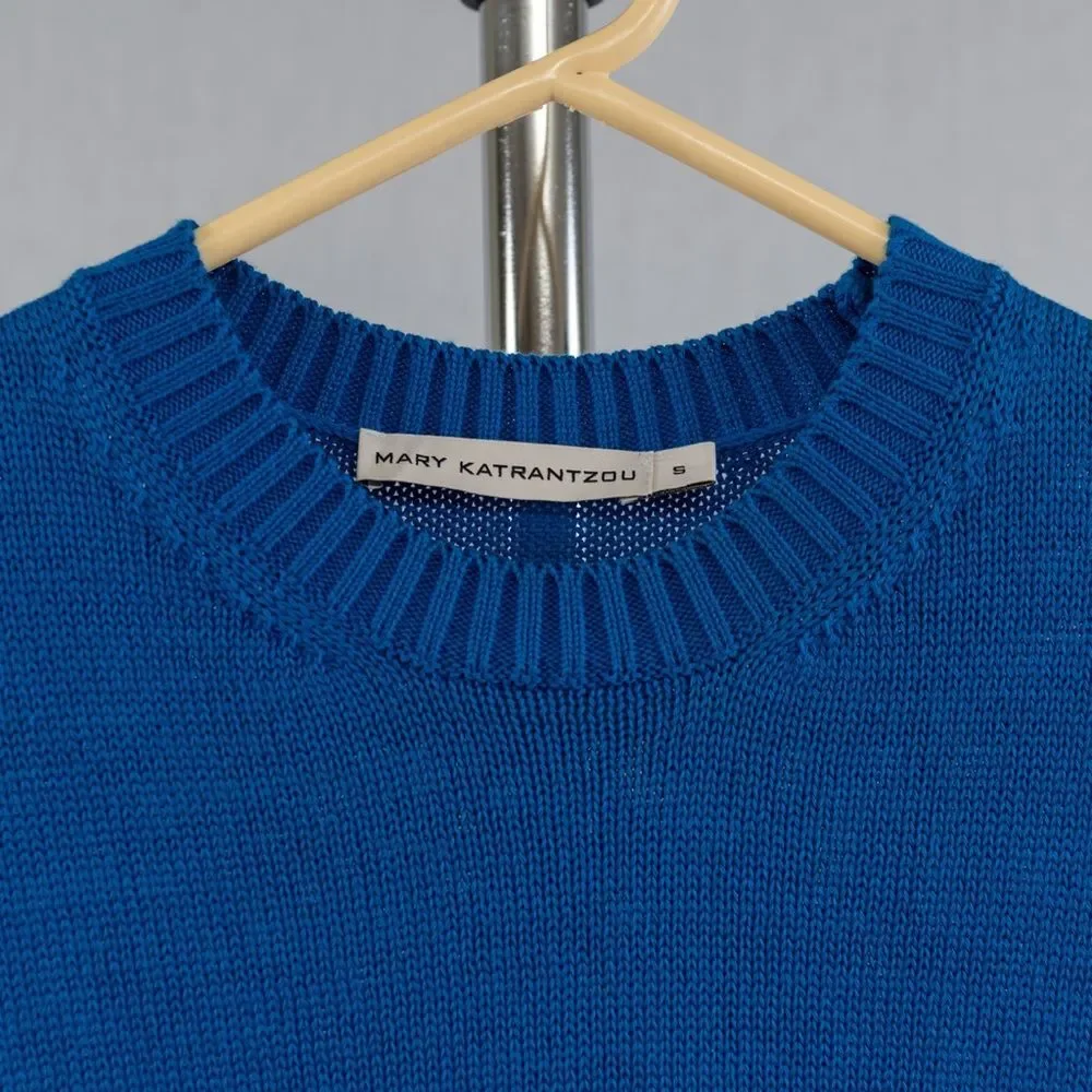 Mary Katrantzou Contrast Trim Knit Top in Cobalt Blue Cotton size S